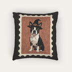 Boston Terrier black and white Halloween Woven Pillow