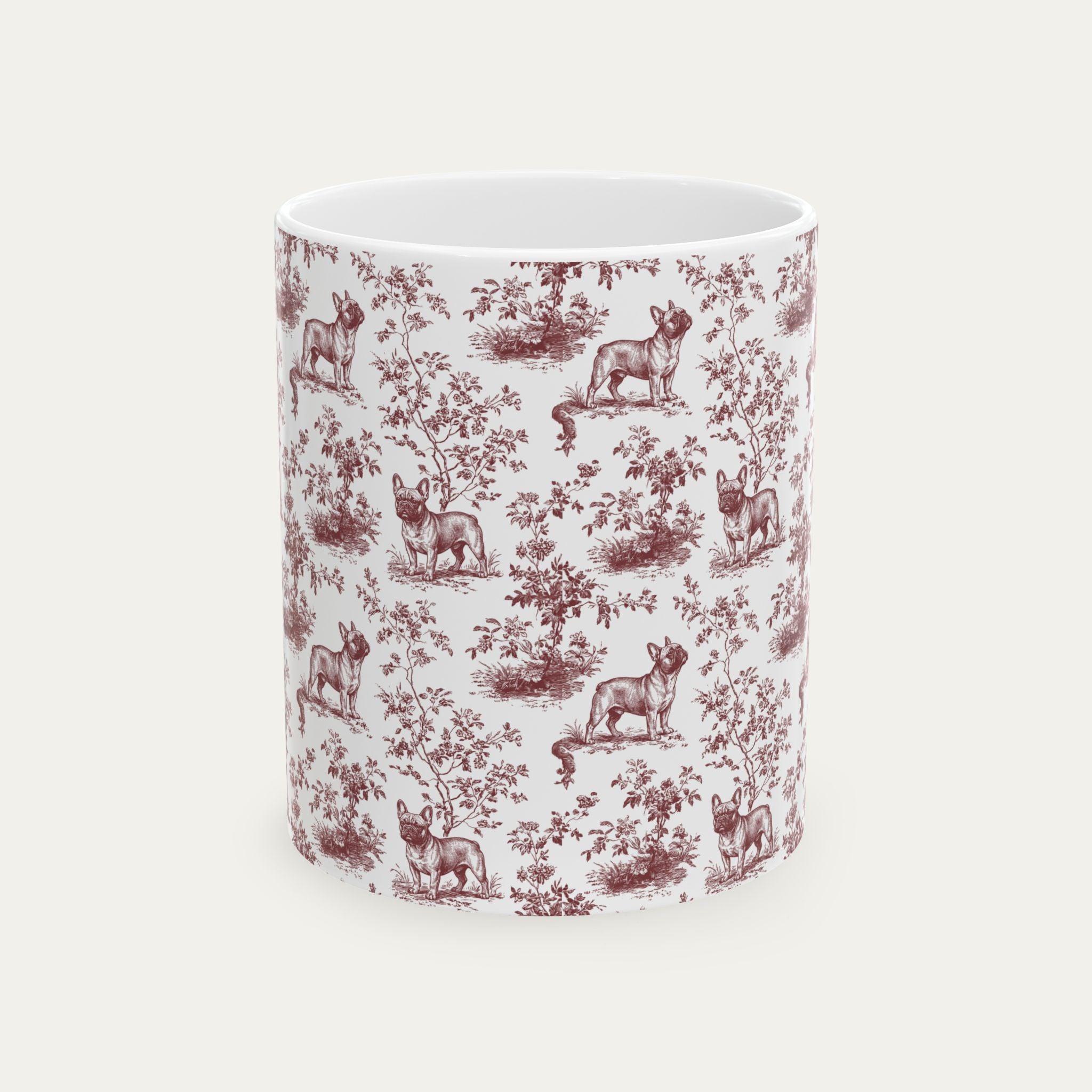 French bulldog Burgundy Toile Mug