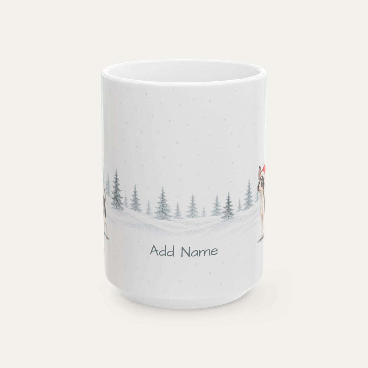 Custom Chihuahua Black and White  Christmas Santa Hat Mug