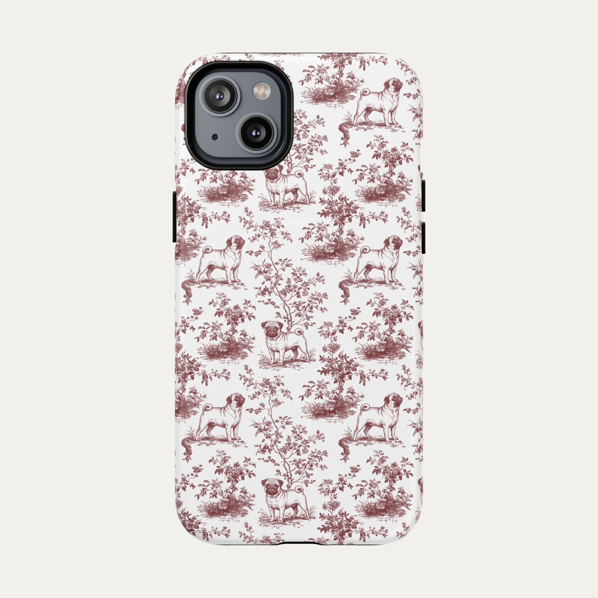 Pug Burgundy Toile phone Case
