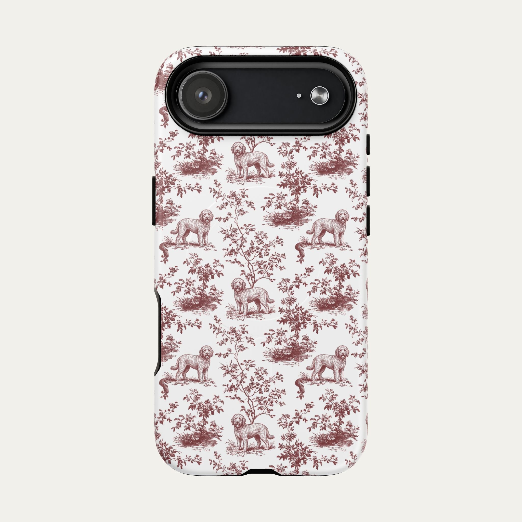 Goldendoodle Burgundy Toile phone Case