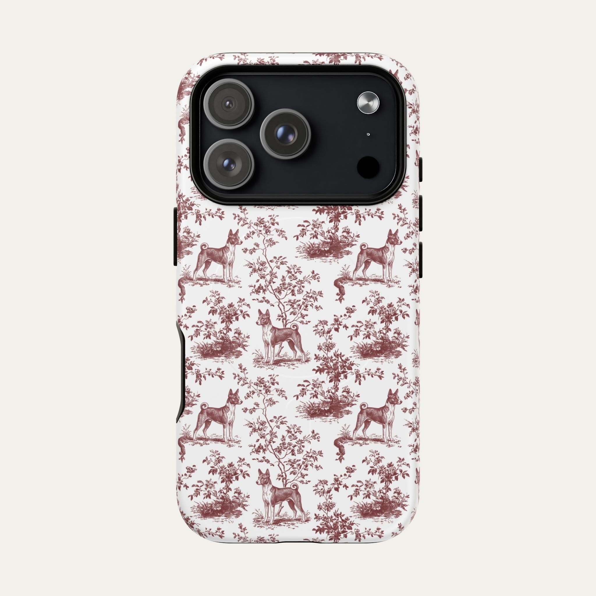 Basenji Burgundy Toile phone Case