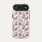 Poodle Burgundy Toile phone Case