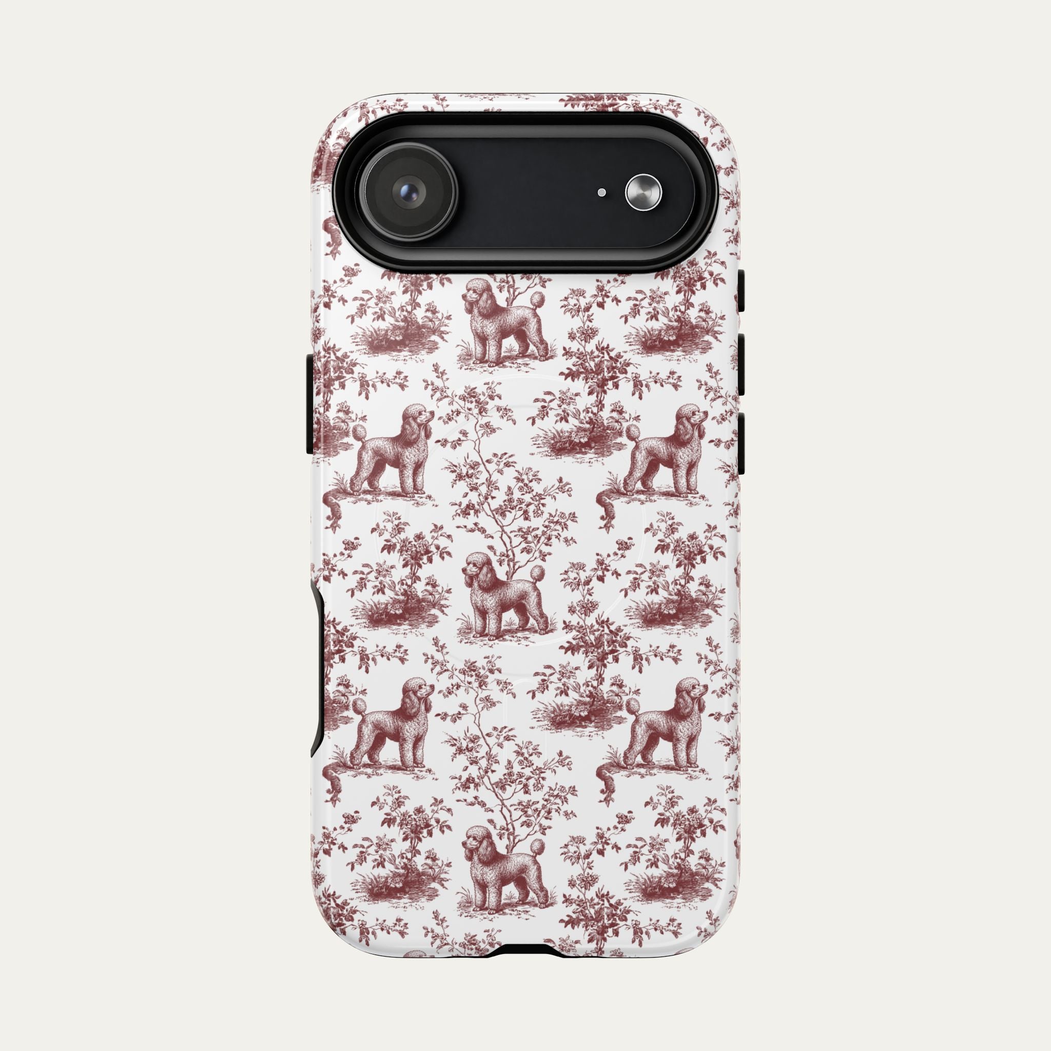 Poodle Burgundy Toile phone Case