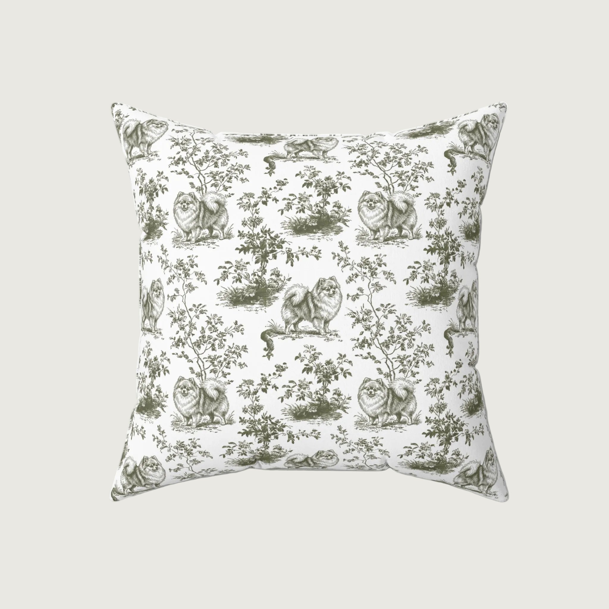Dog Sage Green French Toile Pillow