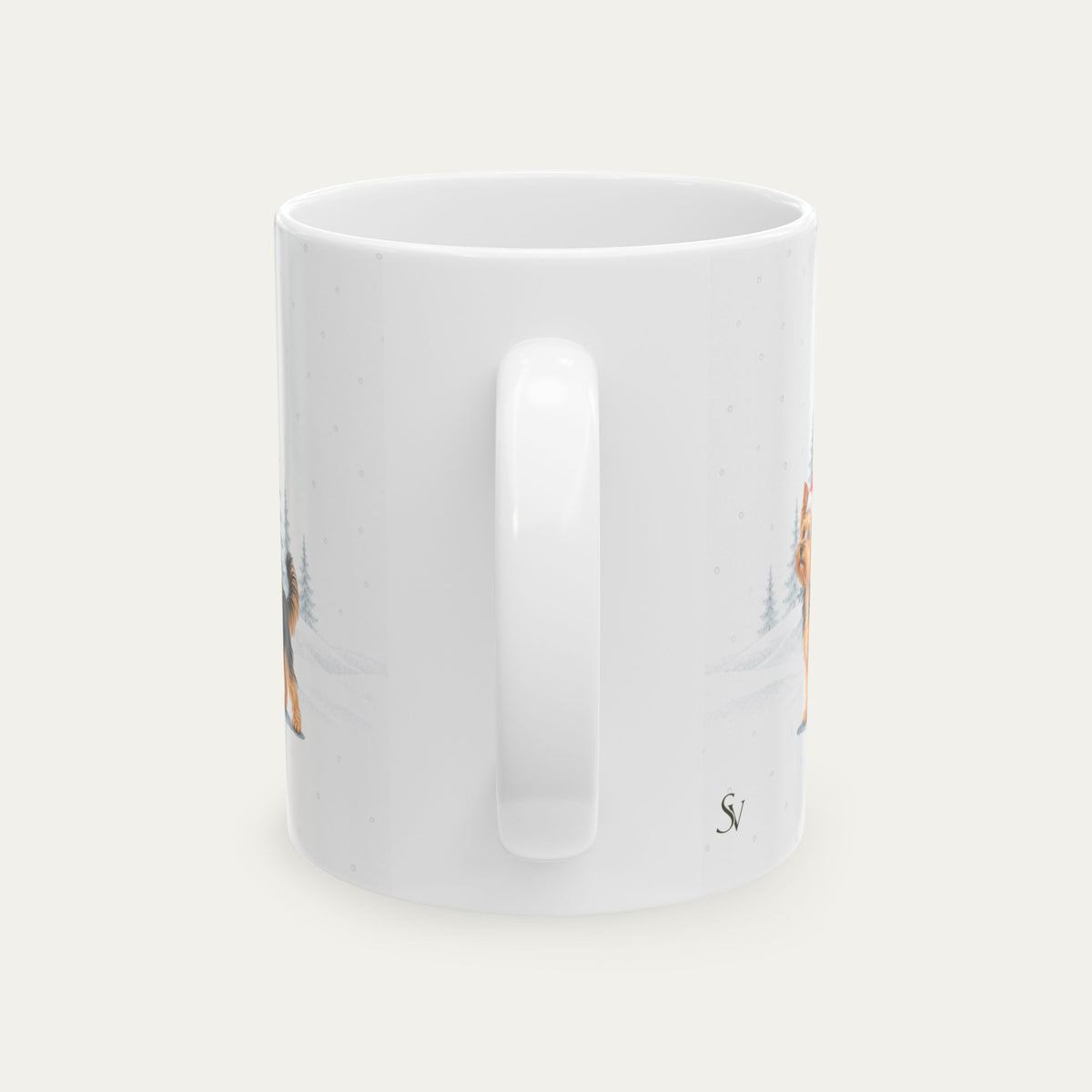 Custom Yorshire Terrier Black and Tan Christmas Santa Hat Mug