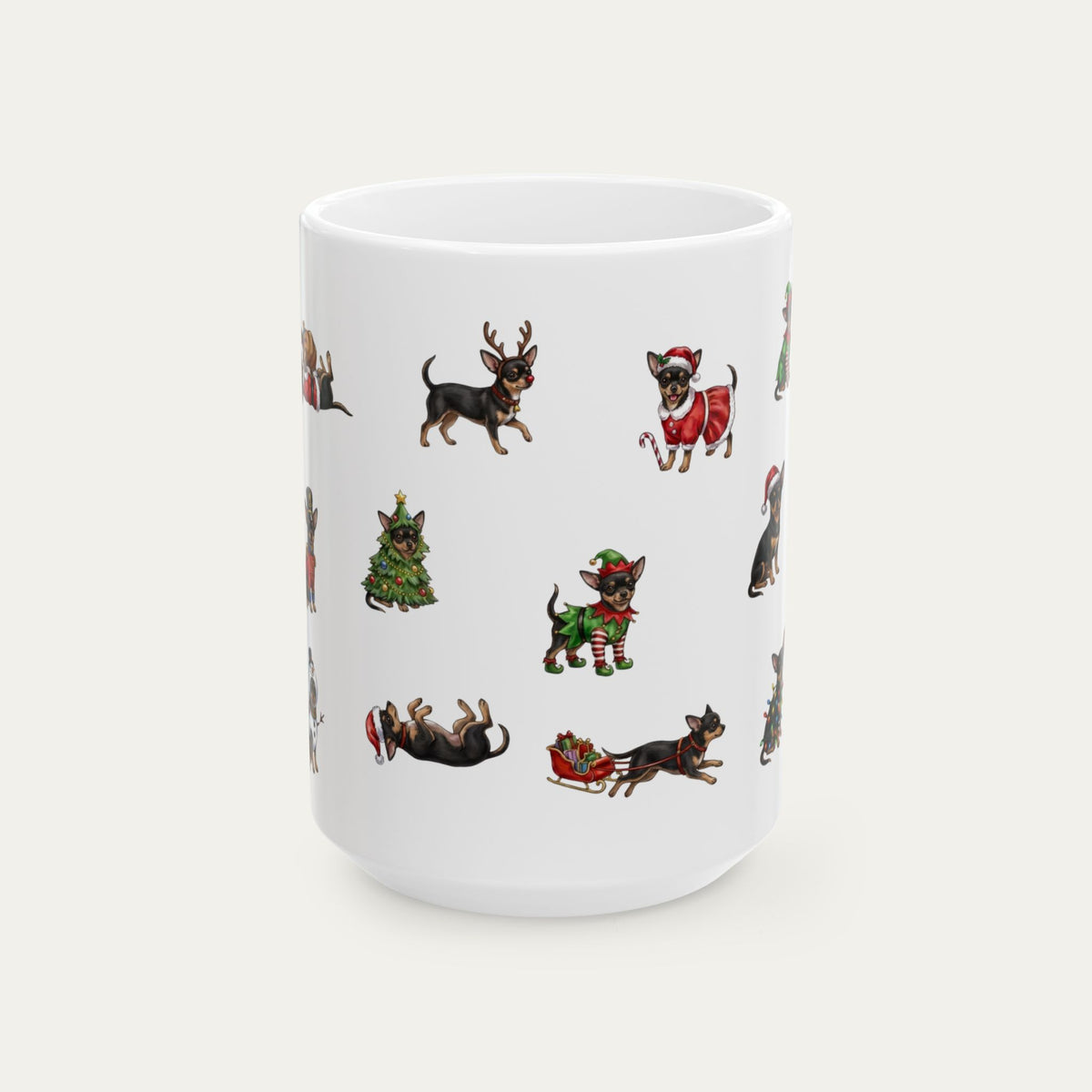 Chihuahua SH Black and Tan Christmas Mug