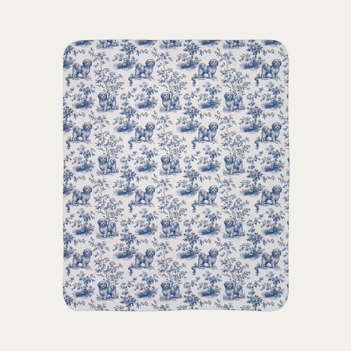 Havanese Toile De Jouy Fleece Blanket