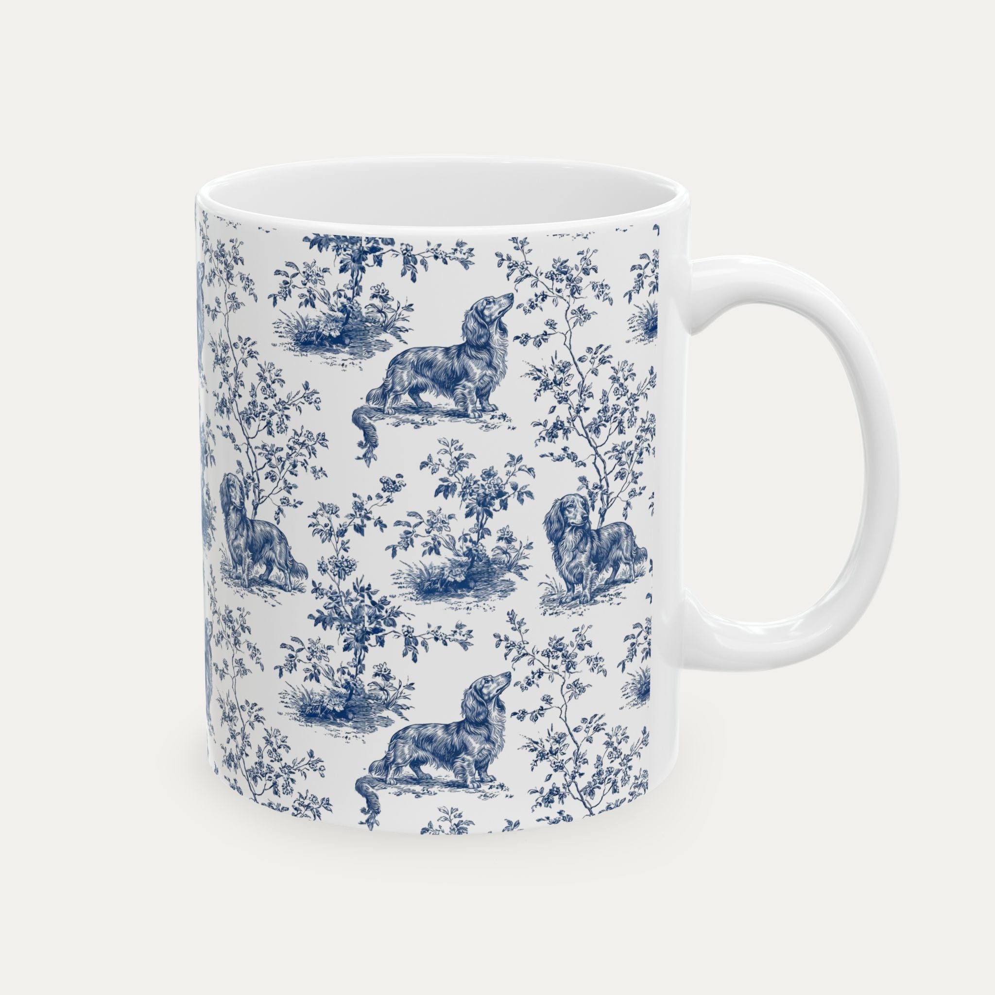 Dachshund Longhaired Blue Toile Mug