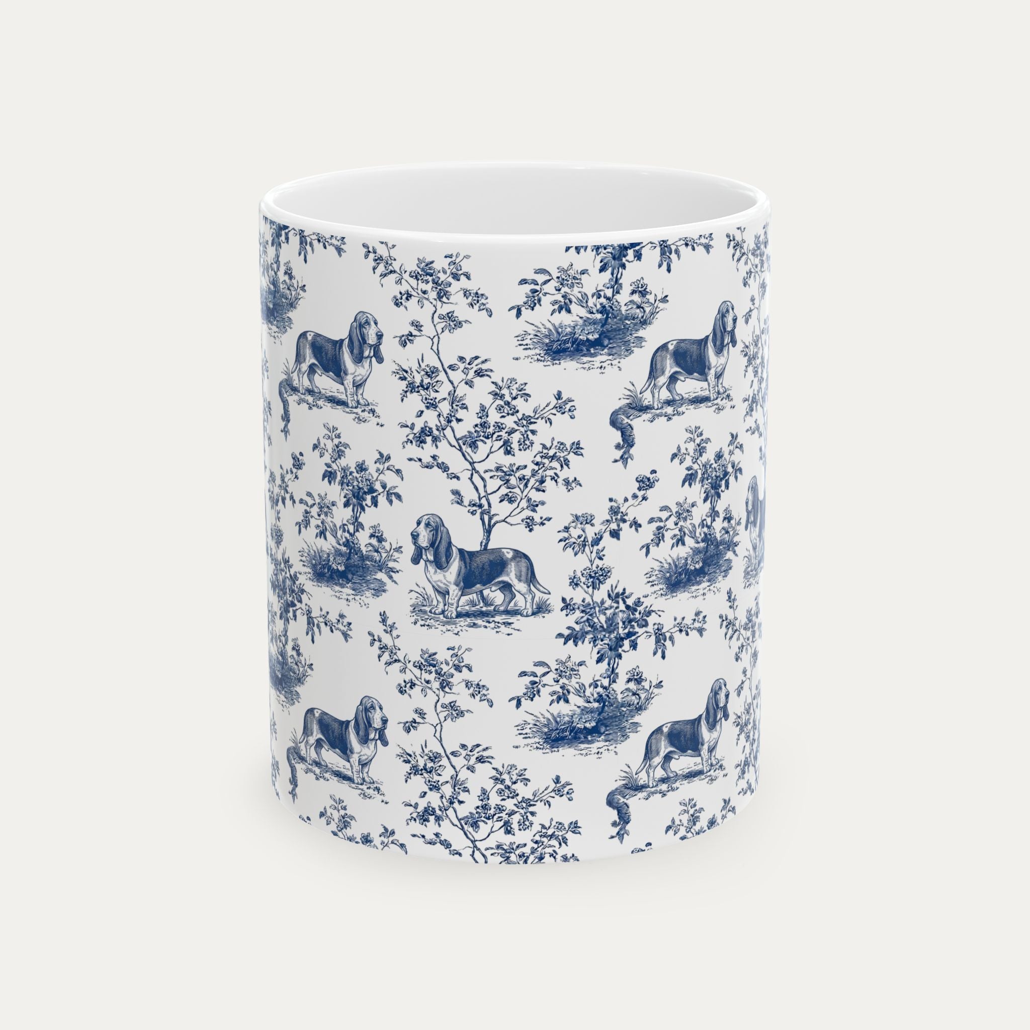 Basset Hound Blue Toile Mug