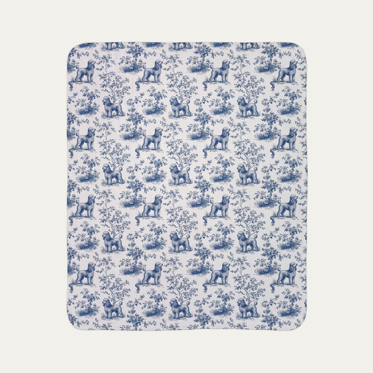 Poodle Toile De Jouy Fleece Blanket