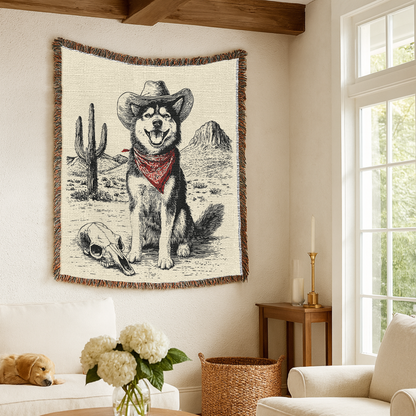 Siberian Husky Woven Blanket