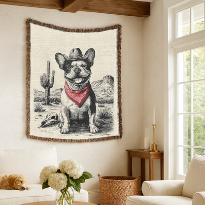 French Bulldog Woven Blanket