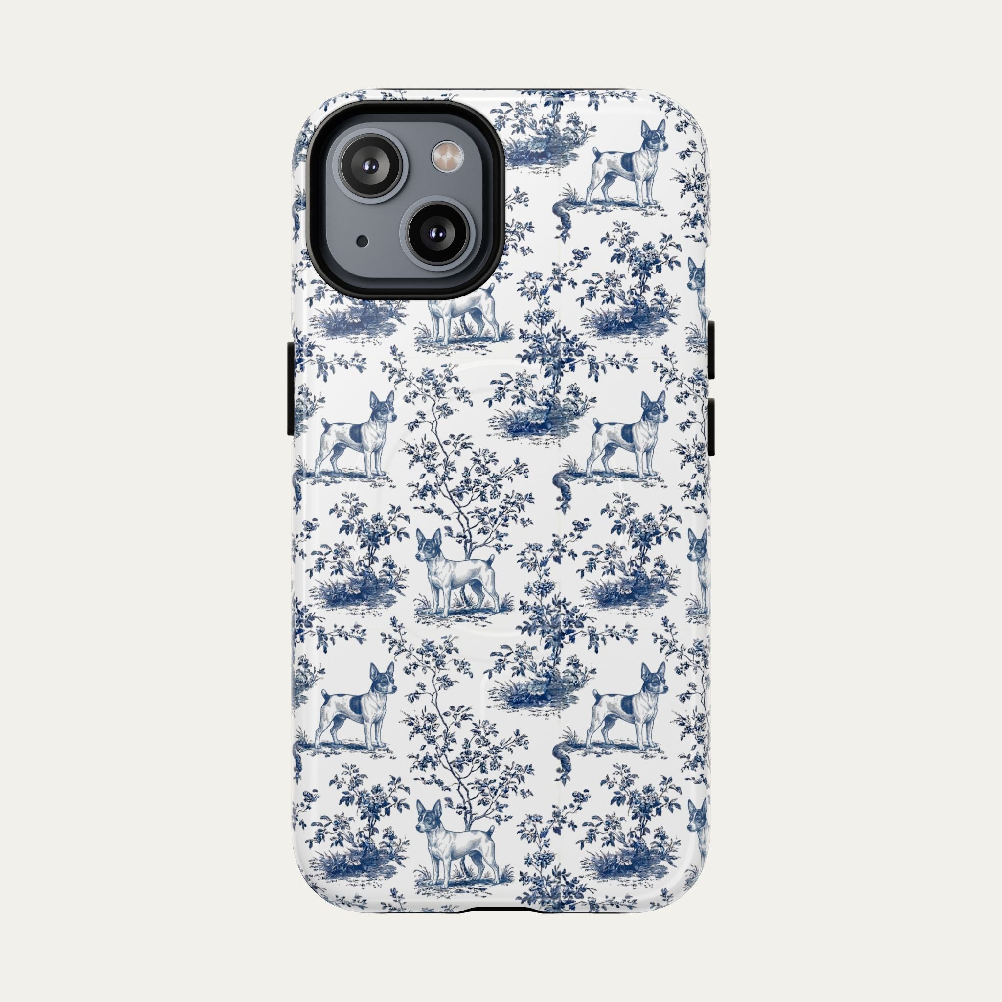 Toy Fox Terrier Blue Toile Phone case
