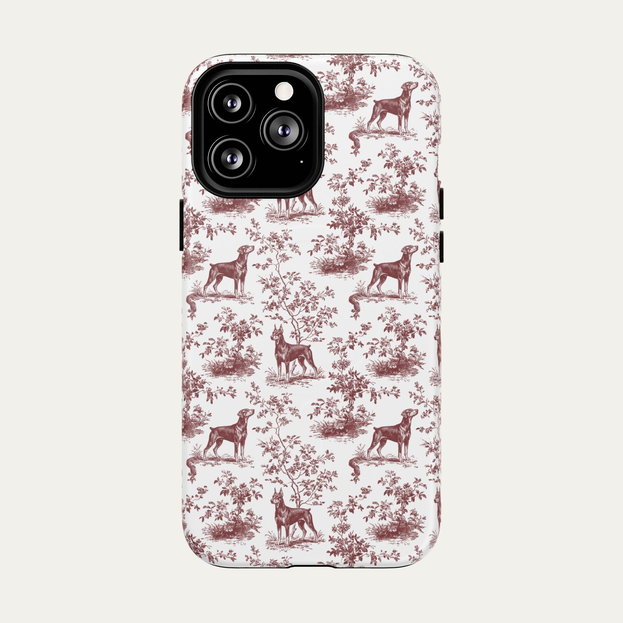 Doberman Burgundy Toile phone Case
