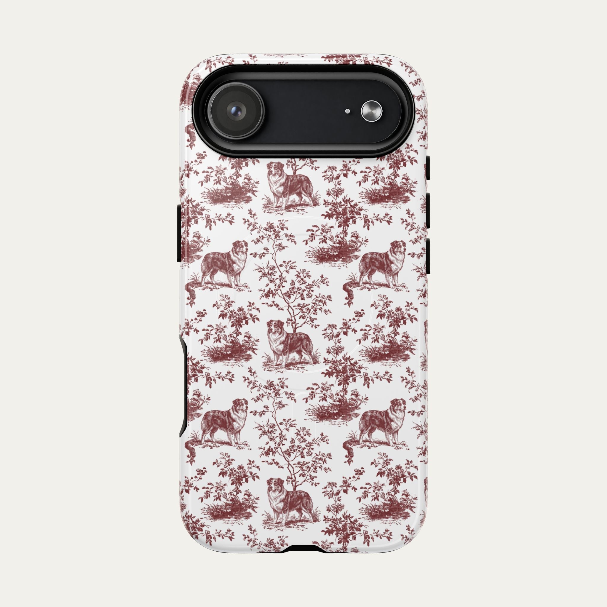 Australian Shepherd Burgundy Toile phone Case