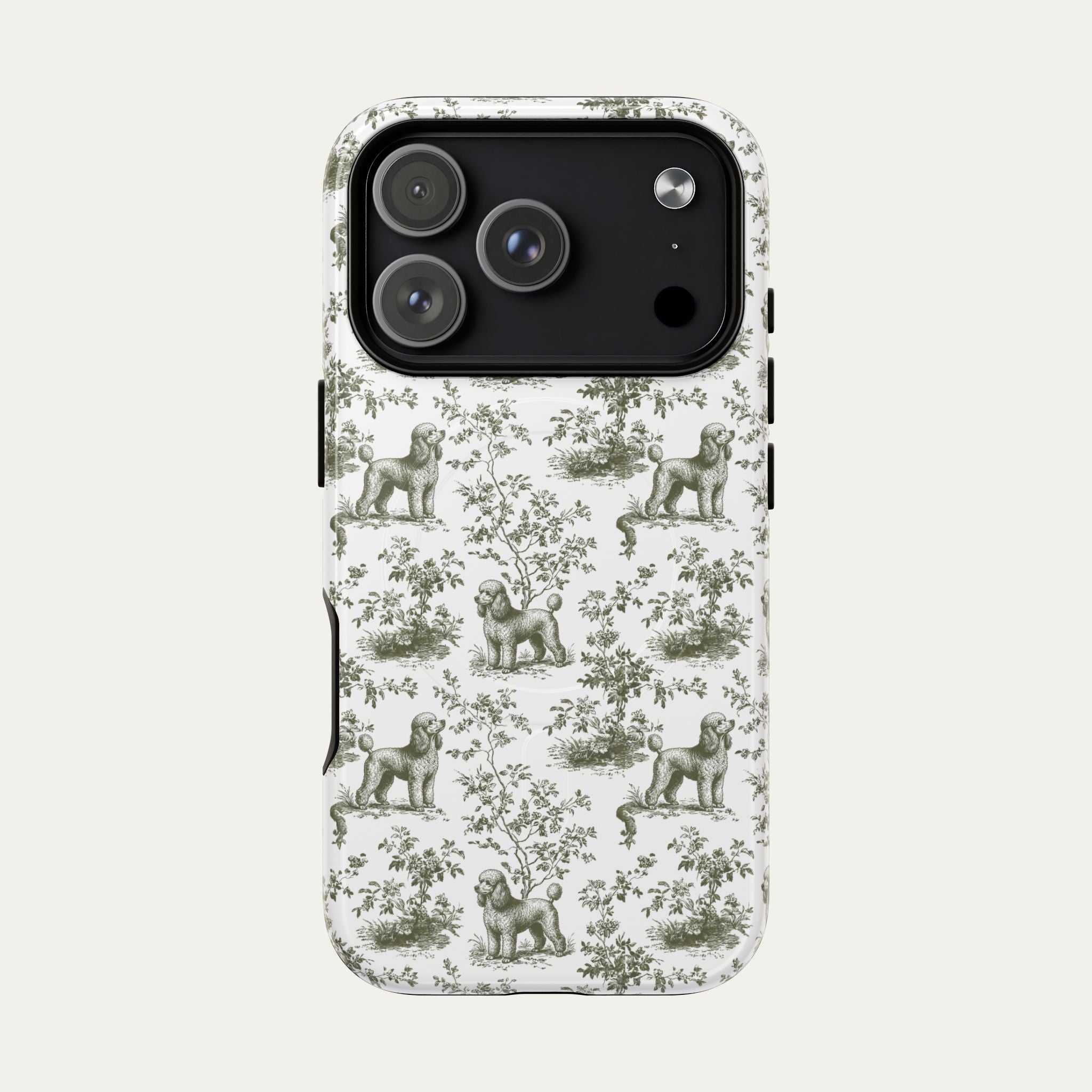 Poodle Sage Green Toile phone Case
