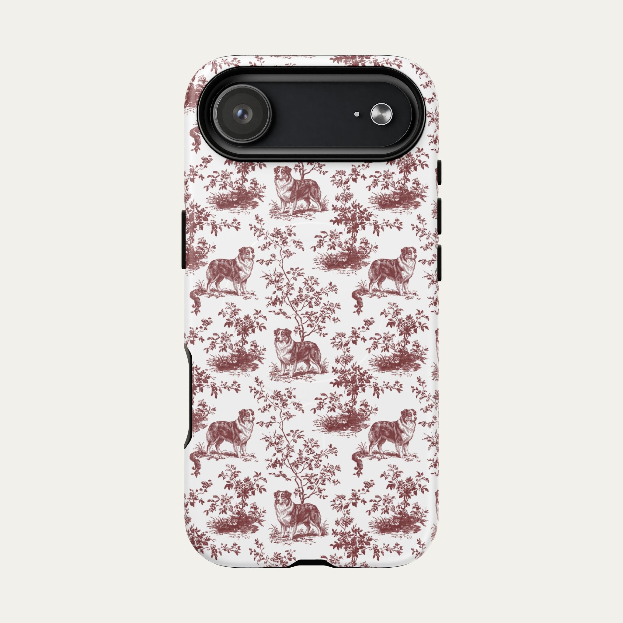 Australian Shepherd Burgundy Toile phone Case