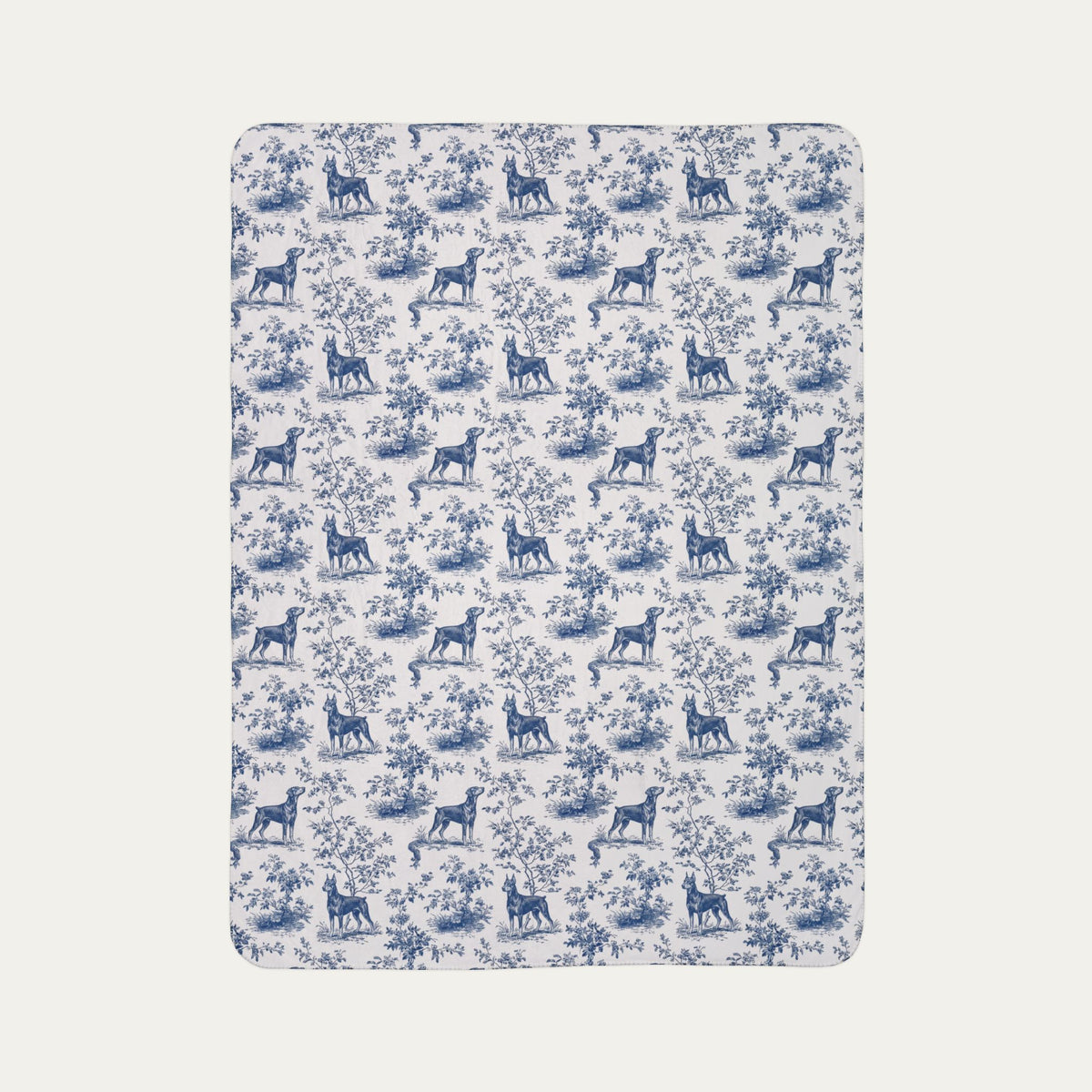 Doberman Toile De Jouy Fleece Blanket