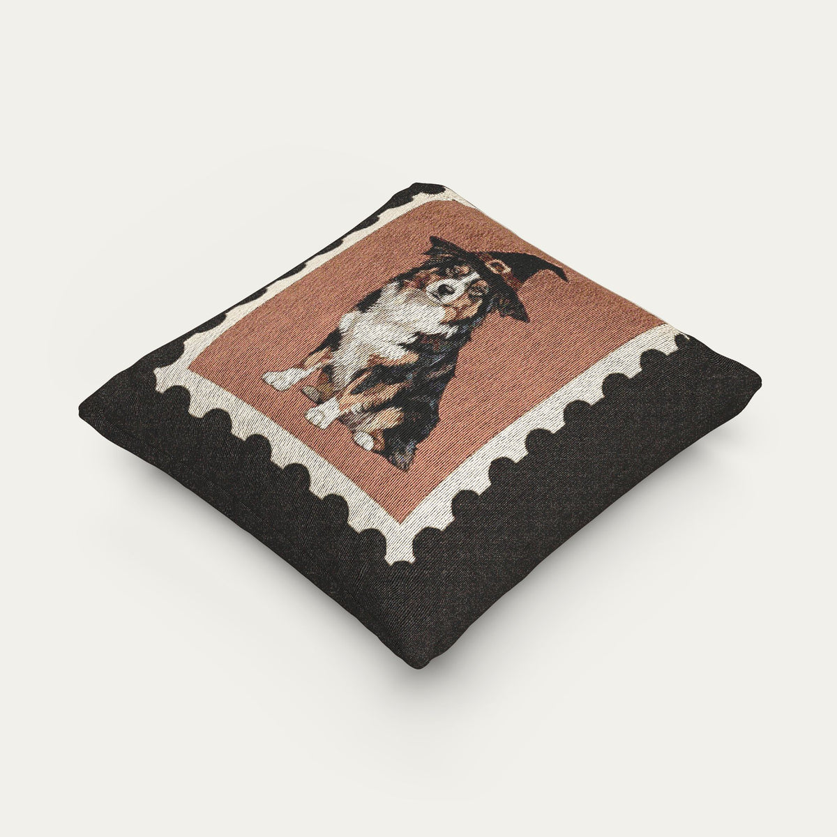 Australian shepherd tri color Halloween Woven Pillow
