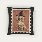 Dachshund LH Cream Halloween Woven Pillow