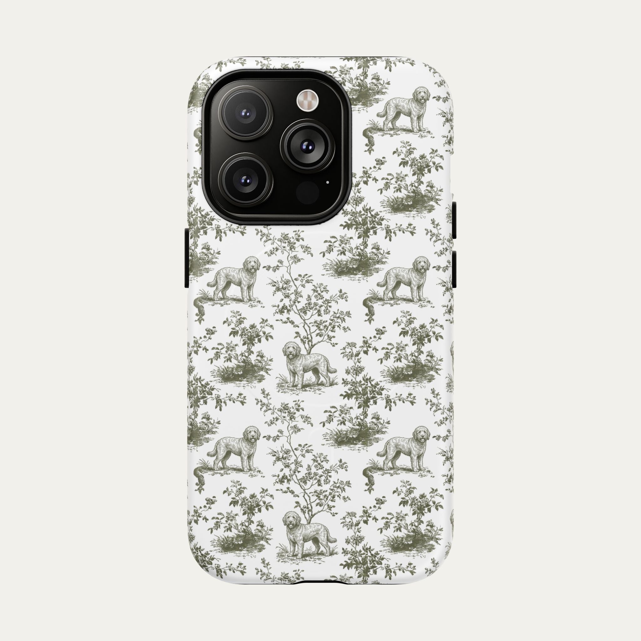 Goldendoodle Green Sage Toile phone Case