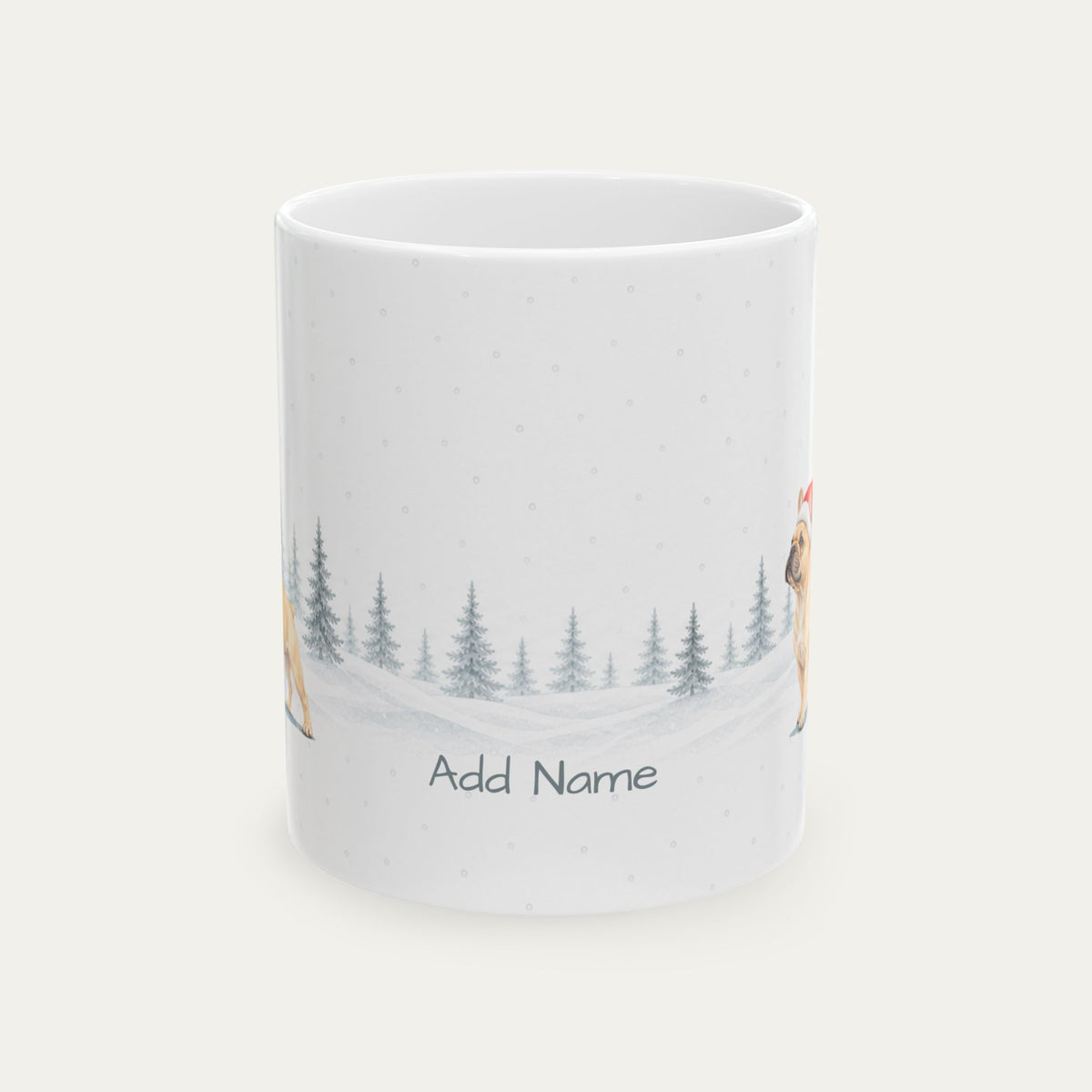 Custom French Bulldog Cream  Christmas Santa Hat Mug