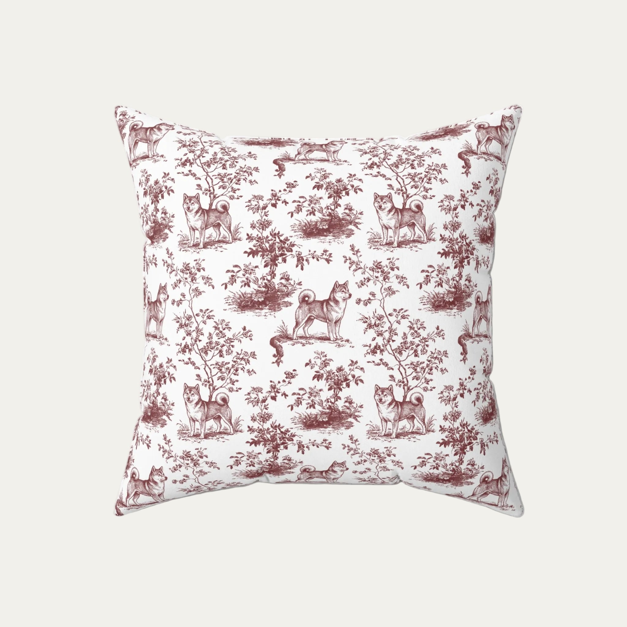 Dog Burgundy French Toile Pillow