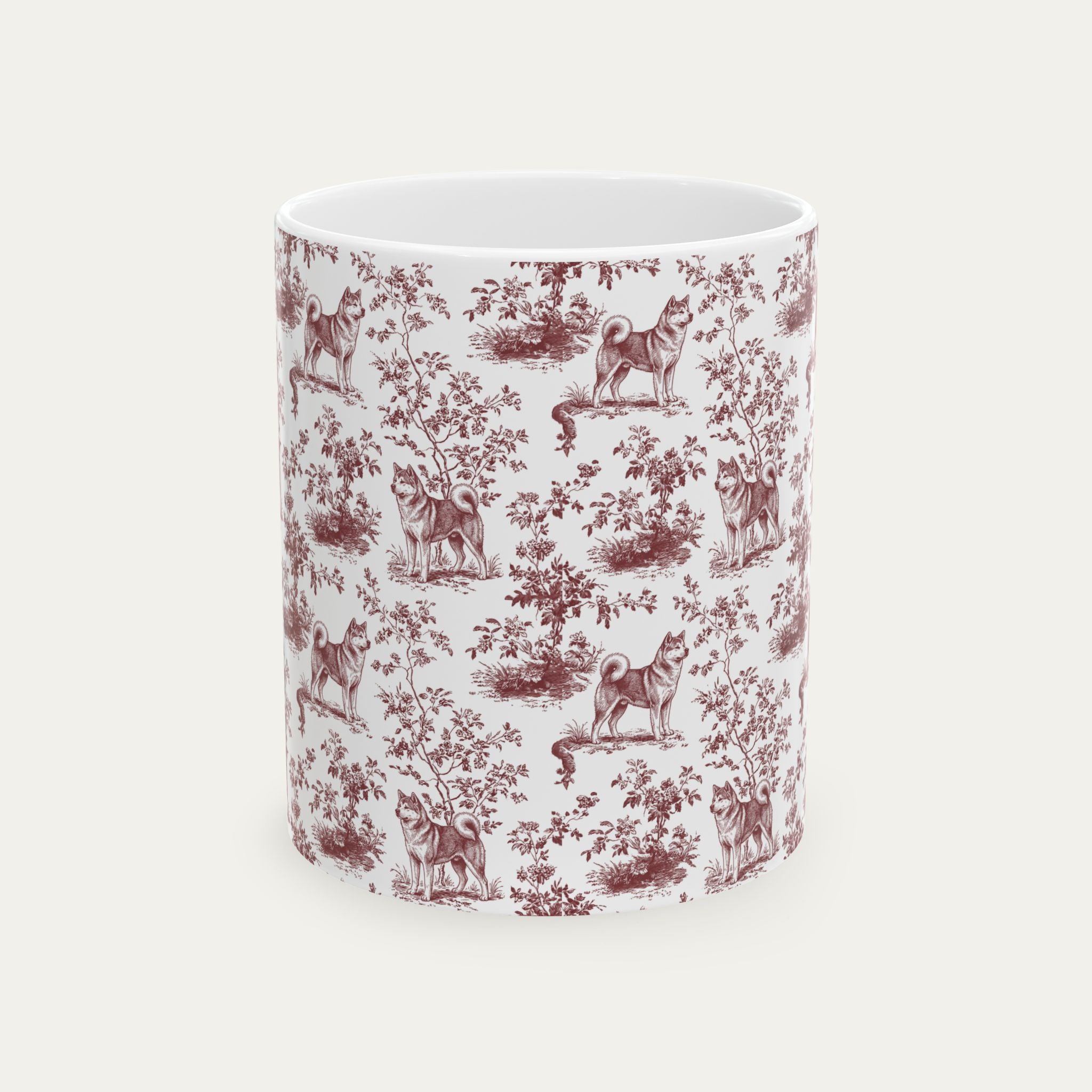 Akita Burgundy Toile Mug