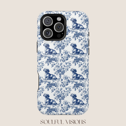 Dachshund Toile De Jouy Magnetic Phone Case