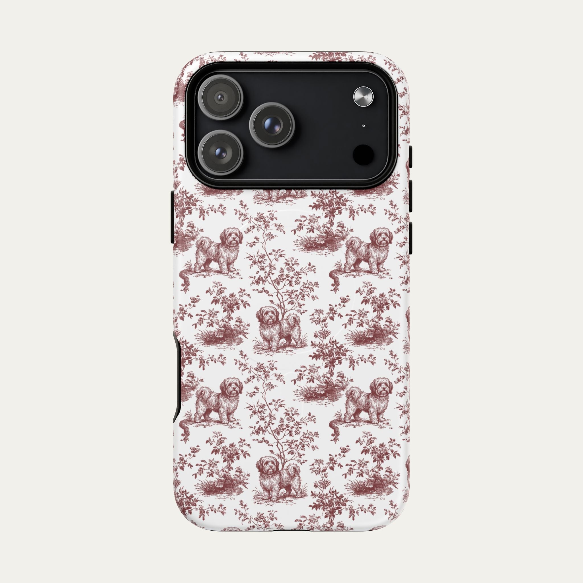 Havanese Burgundy Toile phone Case