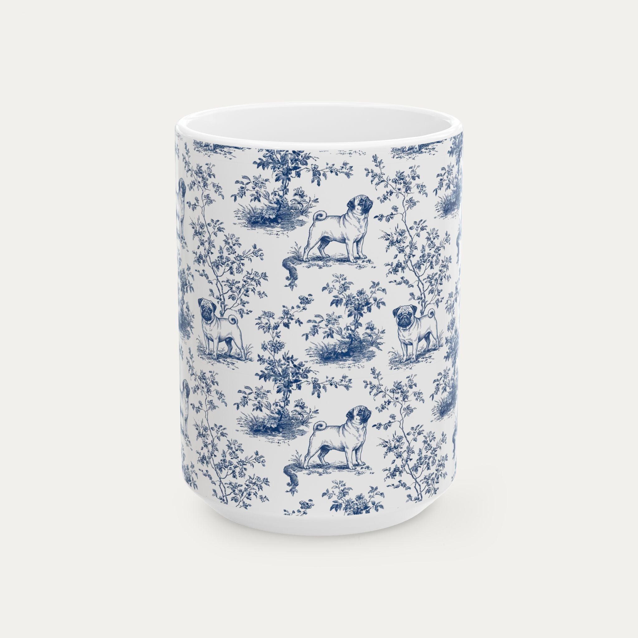 Pug Blue Toile Mug