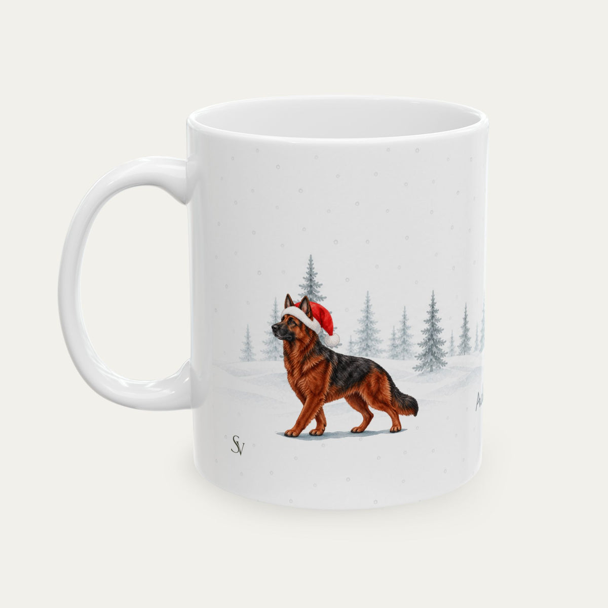 Custom German Shepherd Black and Red  Christmas Santa Hat Mug