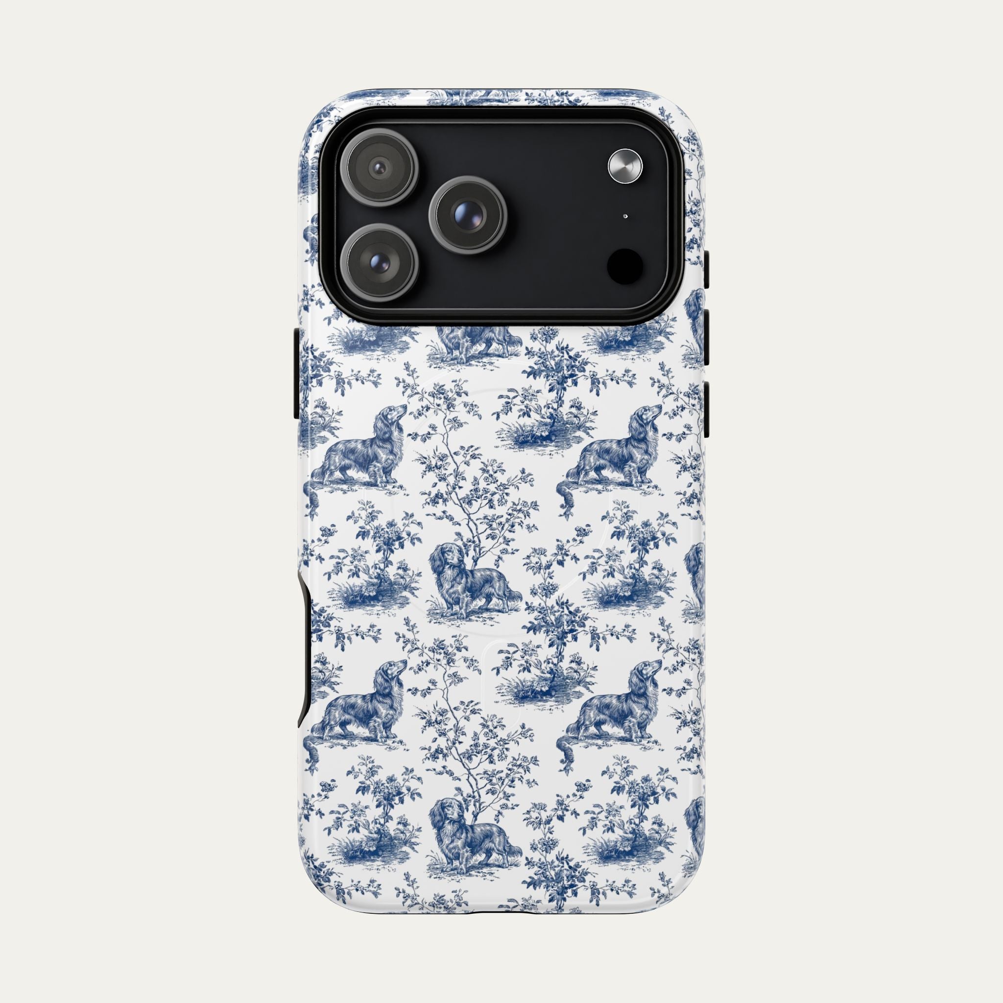 Dachshund Longhaired Blue Toile Phone case