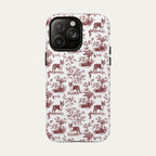 Boston Terrier Burgundy Toile phone Case
