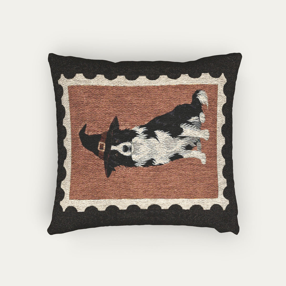 Border Collie Halloween Woven Pillow