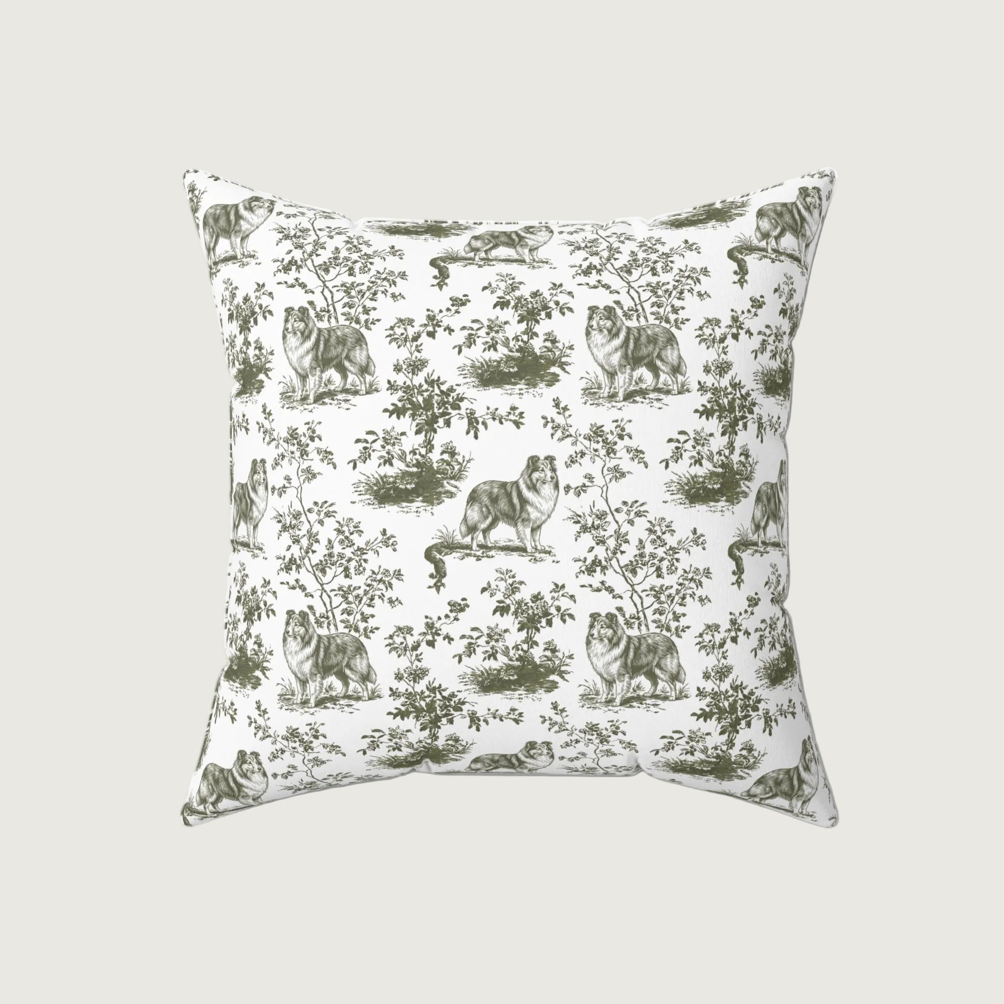 Dog Sage Green French Toile Pillow