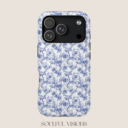 Pomeranian Toile De Jouy Magnetic Phone Case