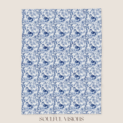 Alaskan Malamute French Toile De Jouy Blanket
