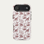 Tabby Cat Burgundy Toile phone Case
