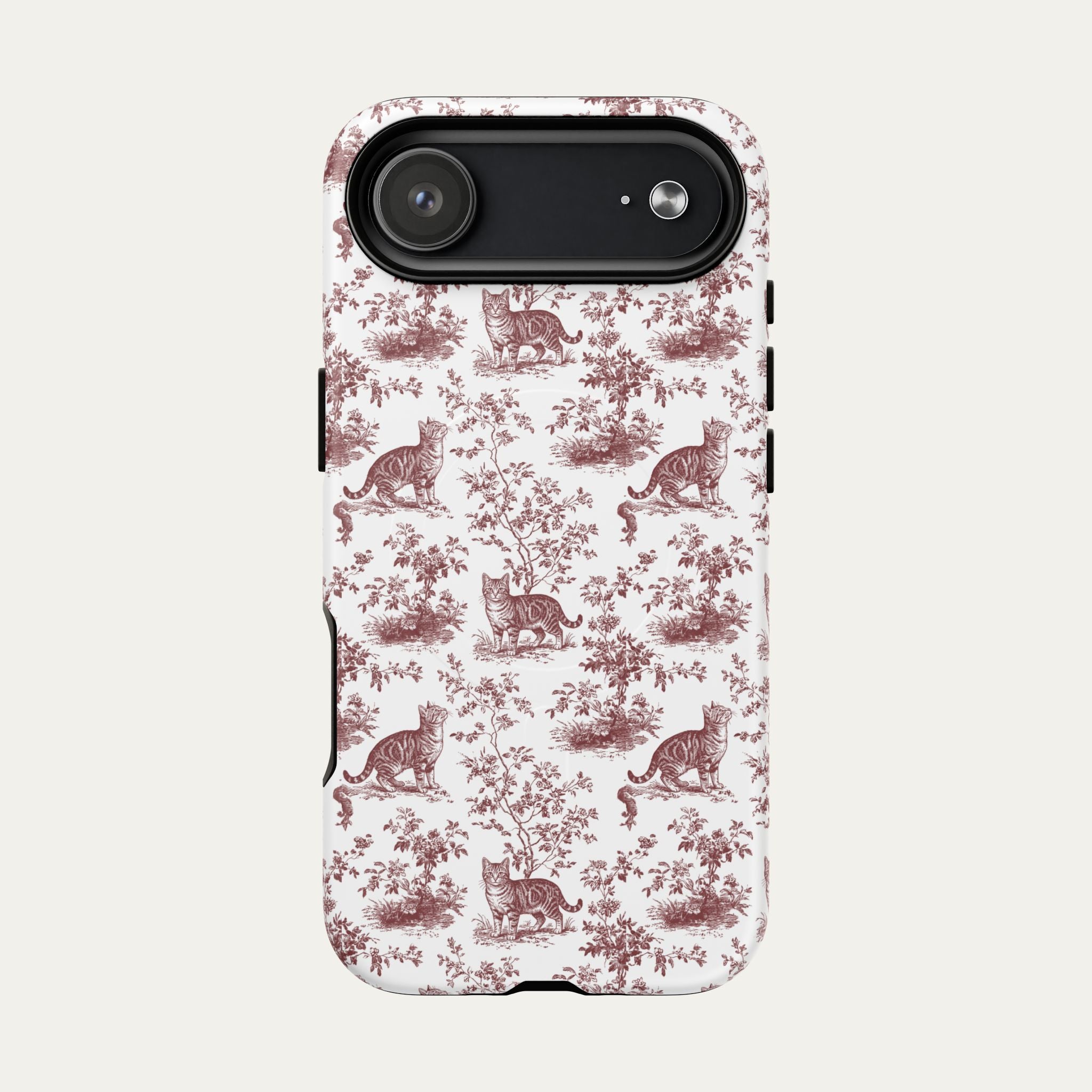 Tabby Cat Burgundy Toile phone Case