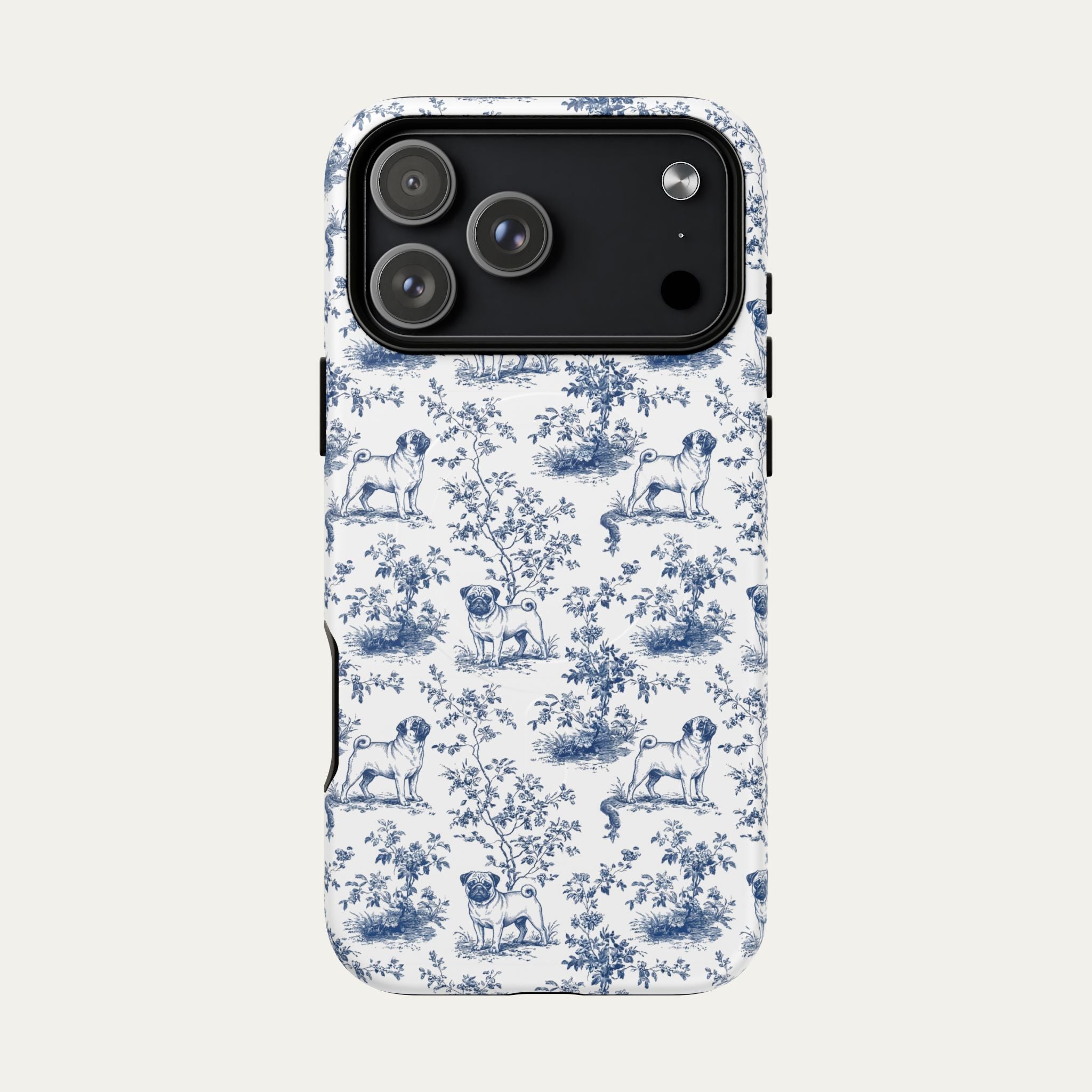 Pug Blue Toile Phone case
