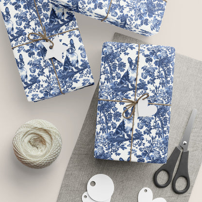 Boston Terrier French Toile De Jouy Wrapping Paper