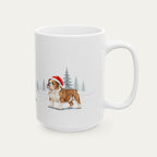 Custom English Bulldog Brindle and White Christmas Santa Hat Mug