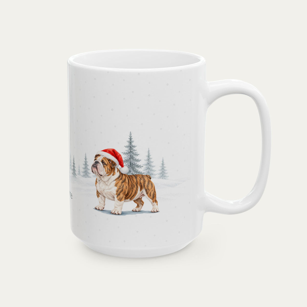 Custom English Bulldog Brindle and White Christmas Santa Hat Mug