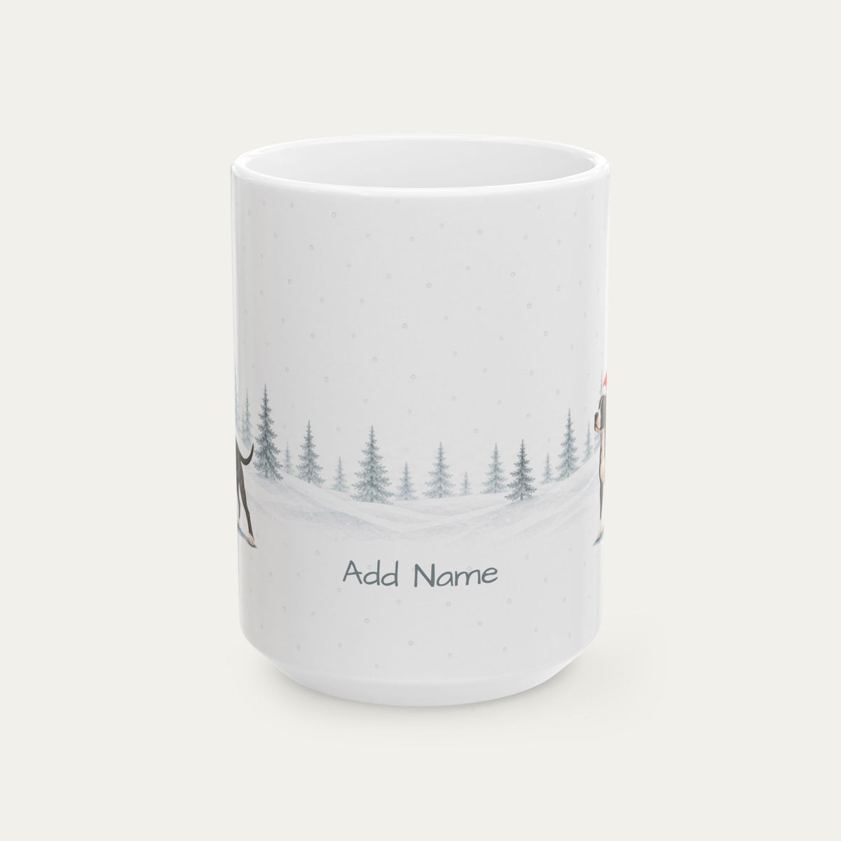 Custom Pitbull Black and White Christmas Santa Hat Mug