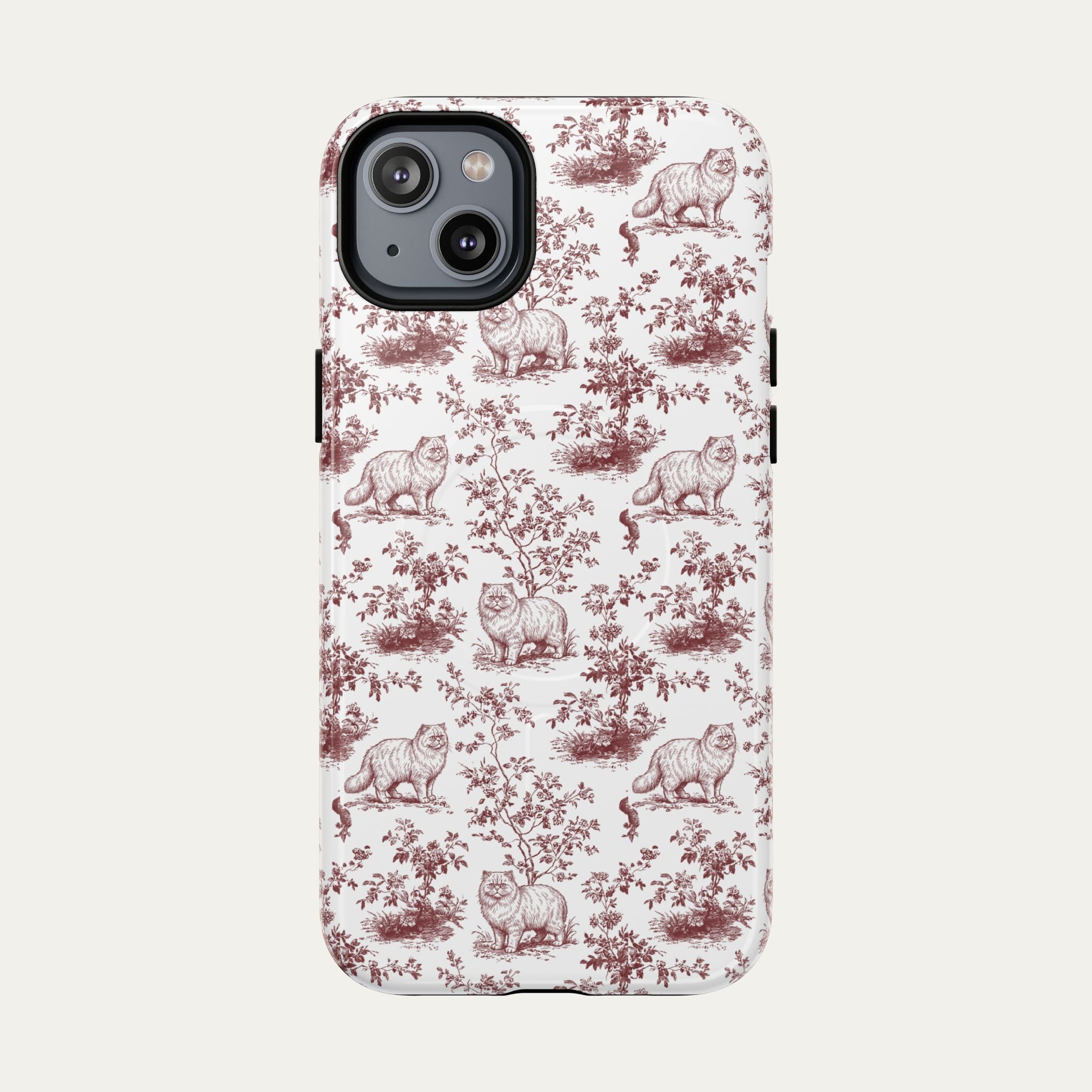 Persian Cat Burgundy Toile phone Case