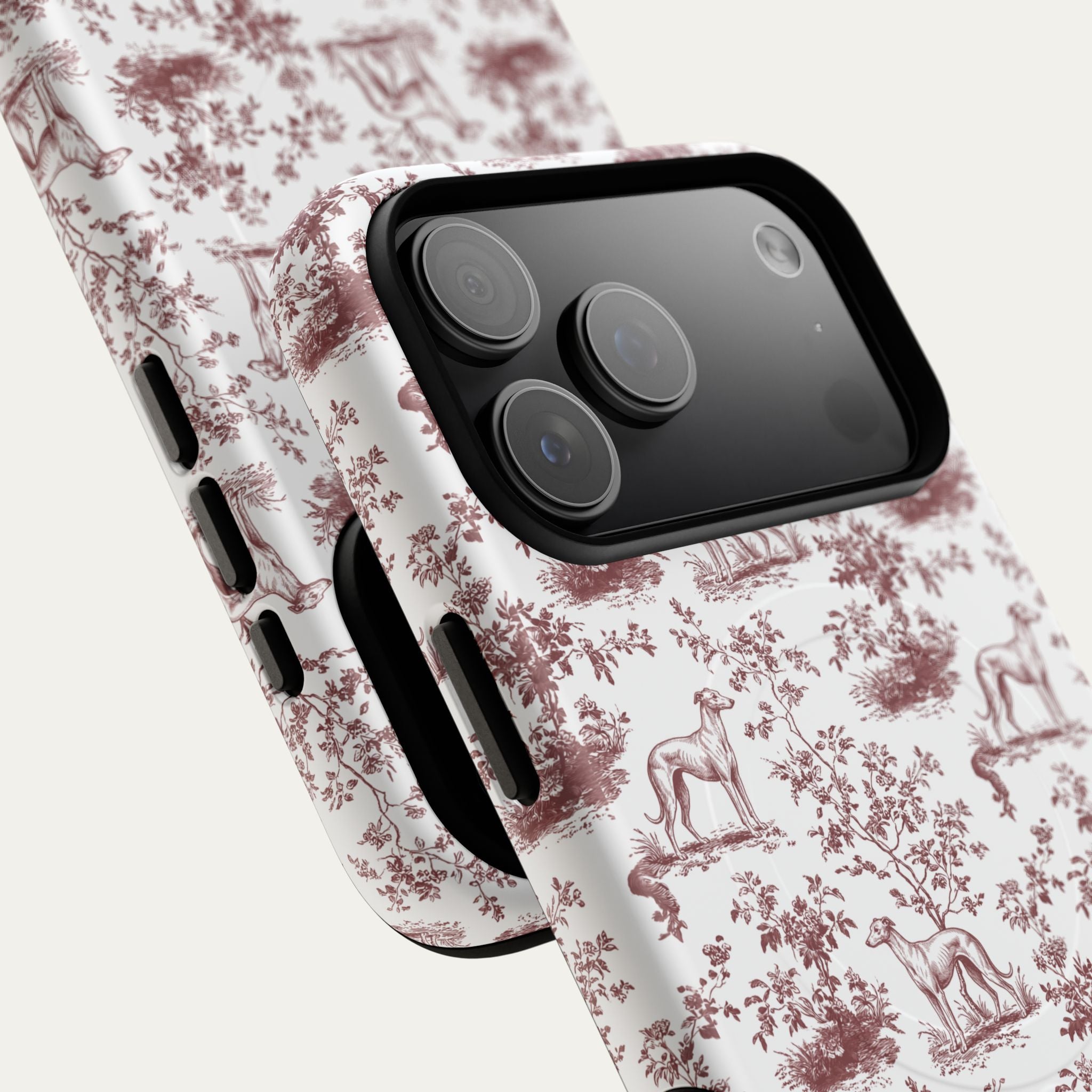 Greyhound Burgundy Toile phone Case
