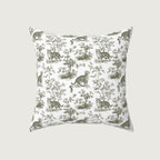 Tabby Cat Sage Green French Toile Pillow