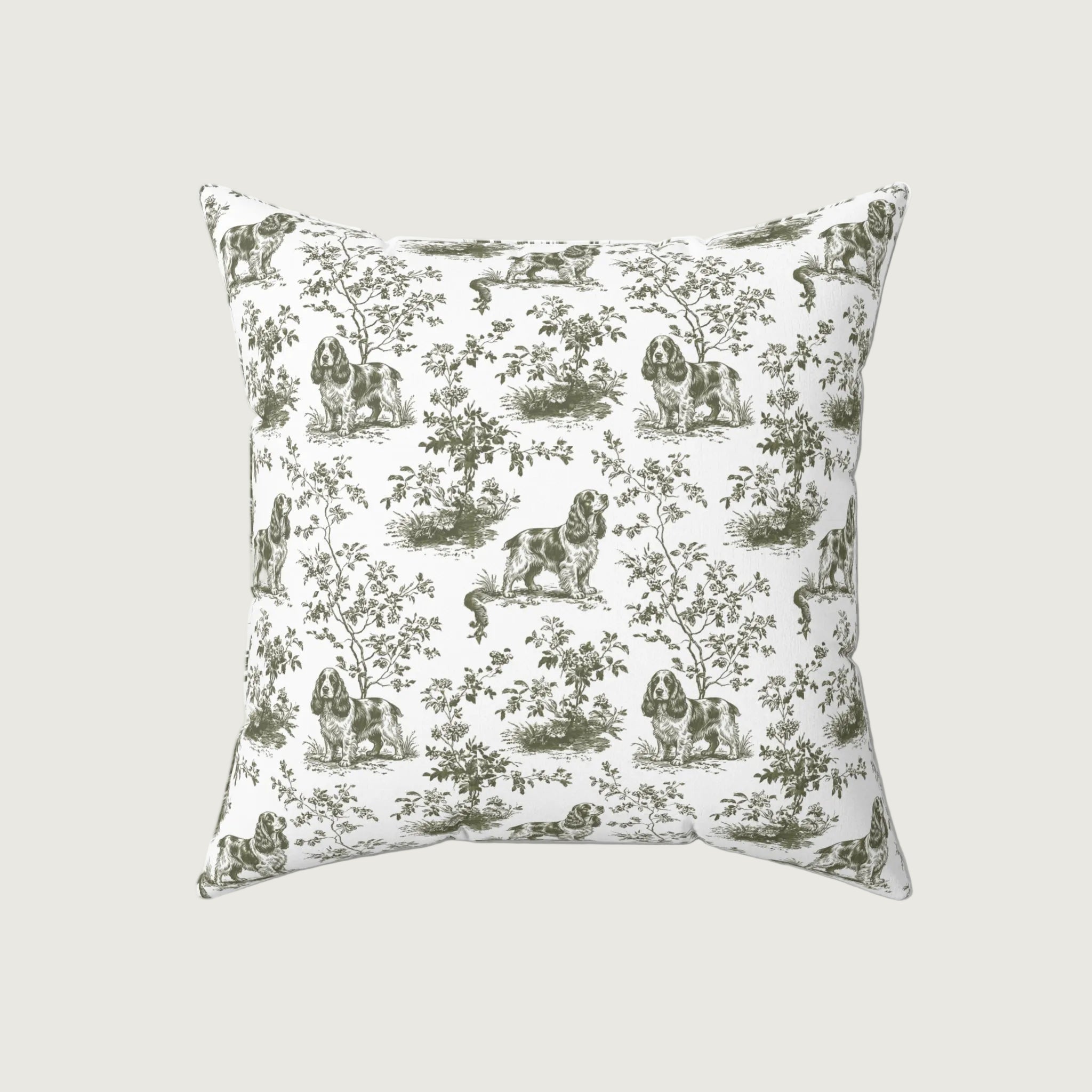 Dog Sage Green French Toile Pillow